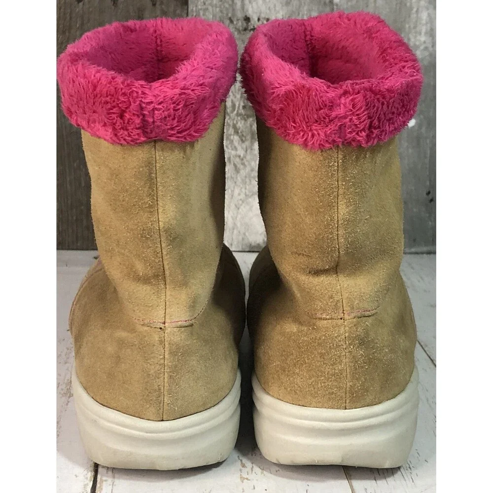 The North Face Girls Suede Waterproof Boots Chestnut Hot Pink Size 5